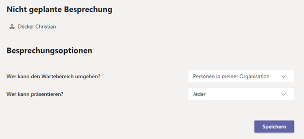 Besprechungsoptionen für Microsoft Teams