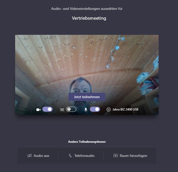 Meeting Optionen für Microsoft Teams