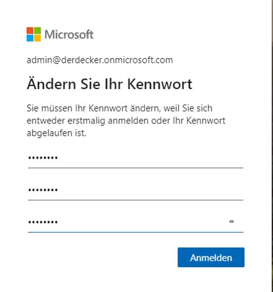 Erstes Einloggen in Microsoft Teams