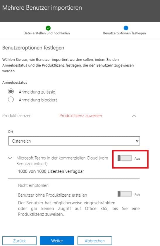 Zuweisung von Produktlizenzen in Microsoft 365