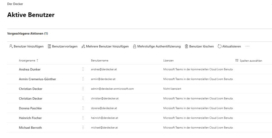 Microsoft 365 - Übersicht aktiver Benutzer