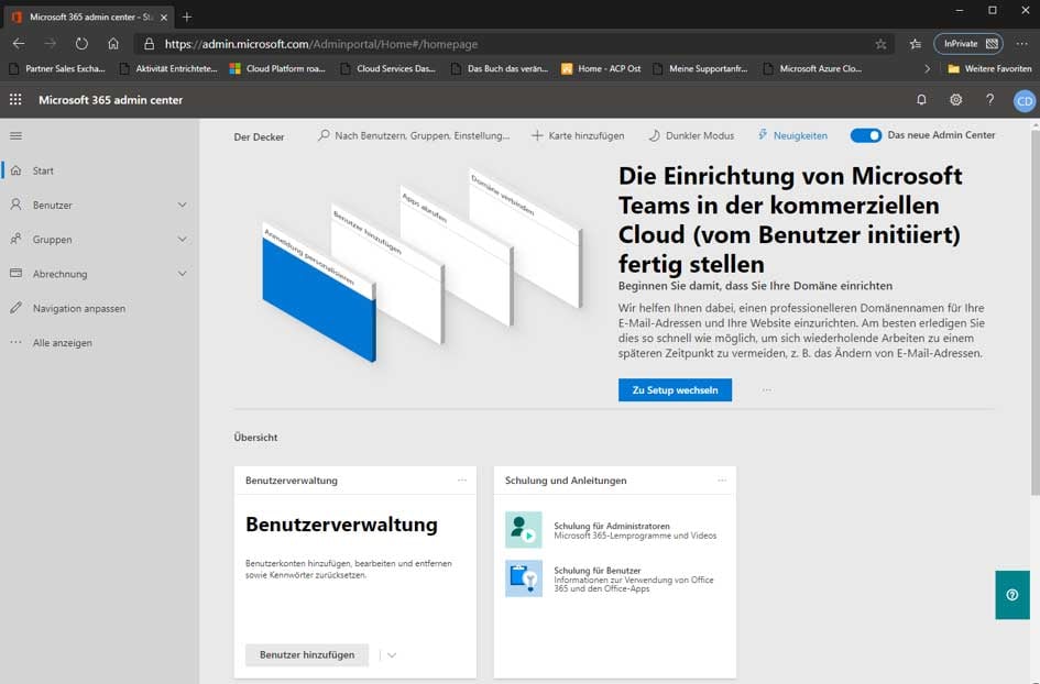 Das Admin Portal der Microsoft Cloud