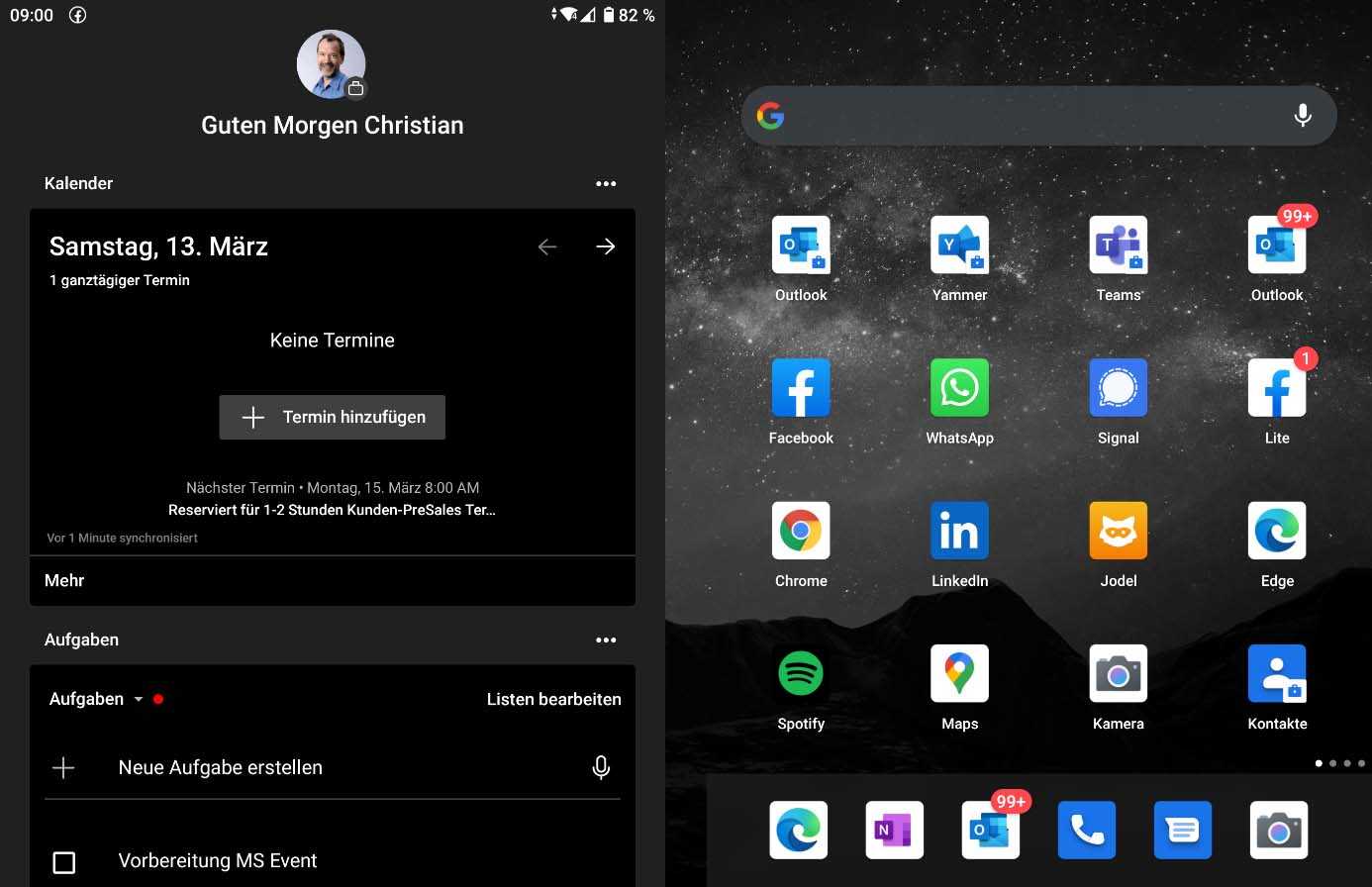 Terminübersicht beim Microsoft Surface Duo