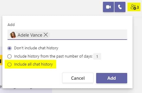 Chathistory mit der Gruppe teilen in Microsoft Teams