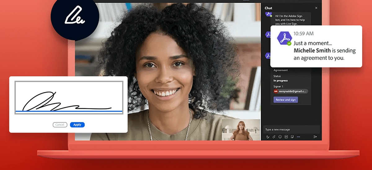 Laptop mit Screenshot von Adobe Sign