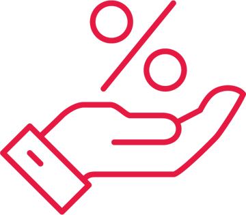 Icon Individuelle Preise - Hand mit Prozenten