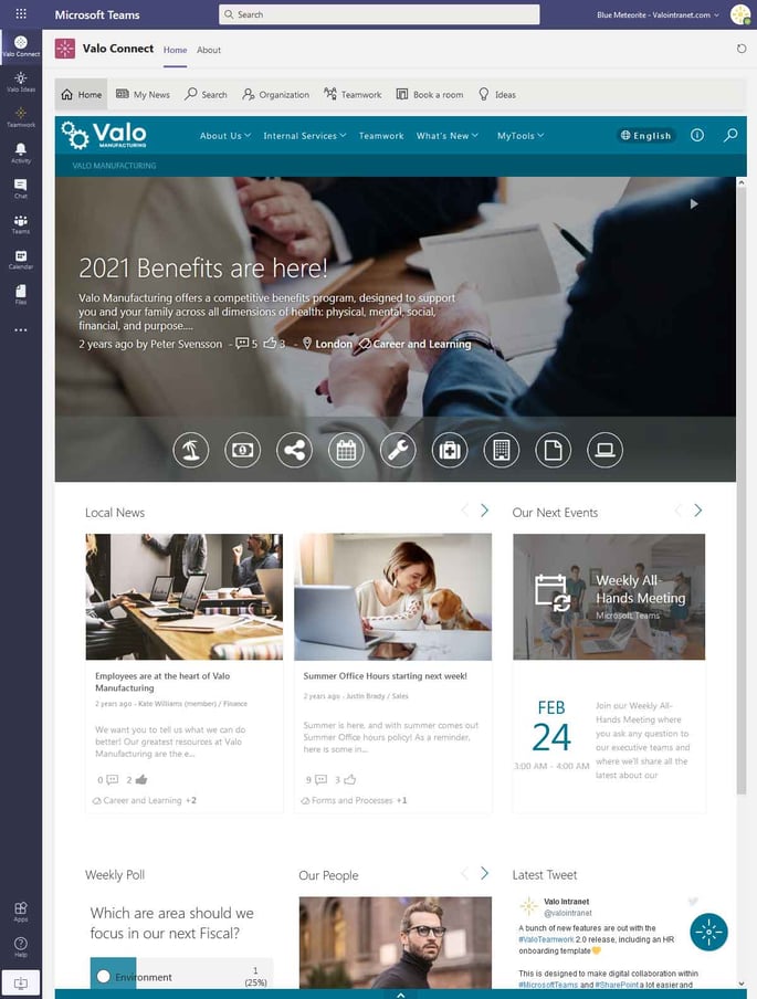 Valo Connect bringt das Social Intranet in Microsoft Teams, Bild: Valo 
