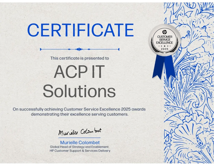 Zertifikat | HP Customer Service Excellence Award 2025