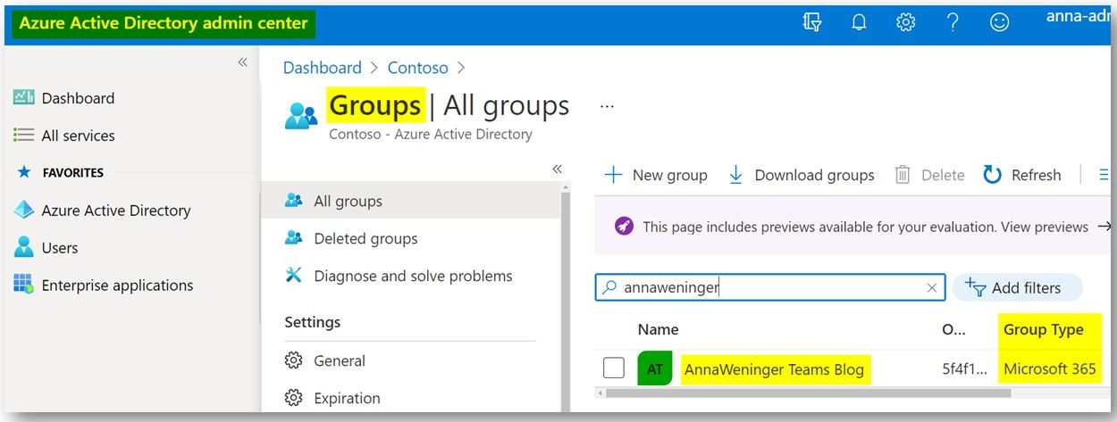 Azure Active Directory admin center (AAD)